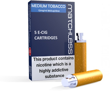 Matchless Medium Tobacco E-Cig Cartridges - 5 Replacements in a carton
